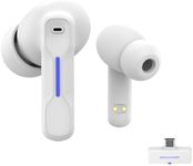 Middle Rabbit SW4 Wireless Gaming Earbuds for PC PS4 PS5 Switch Mobile - 2.4G Dongle & Bluetooth - 30ms Low Latency - Headphones with Built-in Microphone - 4 Mics PC Earbuds - PS5 Headset(White)