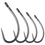 Luroad 50pcs Barbless Carp Coarse Eyed Fishing Hook Size 2, 4, 6, 8, 10, Available in Teflon Coated Curved Shank Hook and Wide Gape Hook for Freshwater Saltwater (Hook size 6, Curved Shank)