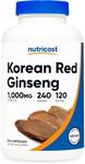 Nutricost Korean Ginseng 1000mg Serving, 240 Capsules - 1000mg Potent Serving Size, 500mg Per Capsule - Korean Red Ginseng - Gluten Free & Non-GMO