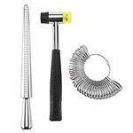 LuckyHigh Ring Mandrel Sizer Ring Measuring Stick Ring Sizer Gauge Ring Circle Models Rubber Jewelry Hammer Jewelry Ring Making Measuring Sizing Tools Rubber Hammer Mallet Metal Ring Mandrel Ring Sizer Stick Finger Sizing Gauge