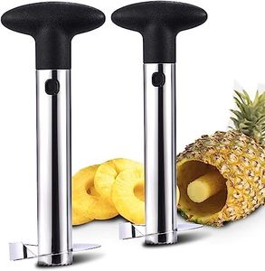 MIZOXY Pineapple Slicer - Stainless Steel, Durable Cutter and Peeler, Remover Tool, Kitchen Gadget for Diced Pineapple Rings - Black Handle, 2 Pack