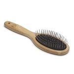 Mikki Bamboo Ball Pin Brush, for Grooming Dog, Cat, Puppy with Medium to Thick Hair Coats, Handmade from Natural Sustainable Bamboo, Small,Brown