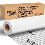 Frisco Craft Matte White Permanent Adhesive Vinyl Roll 12" by 30 FEET-for Signs, Scrapbooking, Cricut, Silhouette Cameo, Craft, Die Cutters