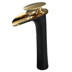 Bathroom Basin Mixer Tap Black Gold, Waterfall Bathroom Sink Taps, Brass Tall Bathroom Tap Faucet, Single Hole Lever, SHUNLI