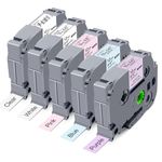 Compatible with Brother P Touch Label Maker Tape TZe 12mm 0.47 Inch Laminated Colored Label Refills Use for Brother P Touch Label Maker PT-D210 PT-H110 PT-1880 PT-D400, 1/2" x 26.2', 5 Pack