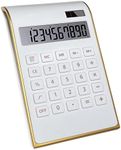 Solar Gold Calculator Standard Function Desktop Calculator LCD 10-Digit Desktop Calculator for Office, Home