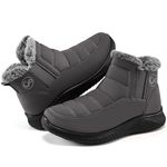 Ecetana Womens Snow Boots Winter Shoes: Ankle Booties Warm Fur Lined Waterproof Non-Slip Boots for Women, Grey, 6.5