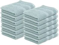 Kaufman - Premium Washcloth Set of 12 (13x13 Inches) 100% Cotton Ring Spun, Highly Absorbent, Durable and Ultra Soft Feel Wash Cloths Essential for Bathroom, Spa, Gym, and Face Towel (12PK)