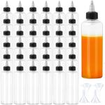 36 Pcs Squeeze Condiment Bottles, 4 oz Plastic Squeeze Bottle with Twist-on Cap Lids, Empty Boston Dispensing Bottle for Sauce, Ketchup,Mustard,Olive Oil,Arts and More