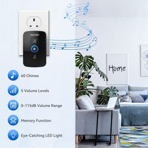 TECKNET Wireless Doorbell Kit – IP65 Waterproof, 1300ft Range, 60 Chimes