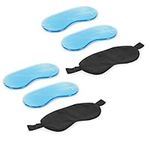 Navaris Gel Eye Mask Set (4 Gel Packs + 2 Covers) - Reusable Hot and Cold Masks - Freezer Ice Pack Compress for Cooling Eyes Forehead Face - Black