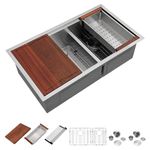 Dcolora 36 Inch Undermount Kitchen Sink 16 Gauge Stainless Steel 60/40 Split Double Bowl with Workstation, DC-U7739