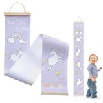 SNOWIE SOFT Cartoon Unicorn Growth Chart For Kids 60-180Cm Wall Hanging Growth Chart For Kids & Teenagers Canvas Cartoon Growth Chart Waterproof Canvas Growth Chart For Kid's Room,1 Count,Purple