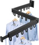 EKYLIP Wall Mounted Clothes Drying Rack, Retractable Laundry Drying Rack, Clothes Drying Rack Folding Indoor, Space Saver, Drying Rack Clothing for Balcony, Laundry, Bathroom, Patio(Bi-Fold)