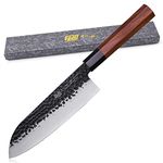 FINDKING Dynasty Series Japanese Santoku Knife, Professional Kitchen Knife, 9Cr18MoV High Carbon Steel Blade, African Rosewood Octagonal Handle, for Meat, Fruits, Vegetables, 18 CM