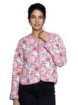 Ravaiyaa - Attitude is everything Women Winter Wear Reversible Quilted Jacket Long Sleeve Cotton Coat Floral Print Jackets (XL, White)