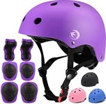 Kids Bike Helmet Set with Knee Pads Elbow Pads Wrist Guards,Adjustable Helmet for Toddler Kids&Youth,3~8yrs Girl Boy Kids Protective Gear Set Bicycle Helmet Roller Skate