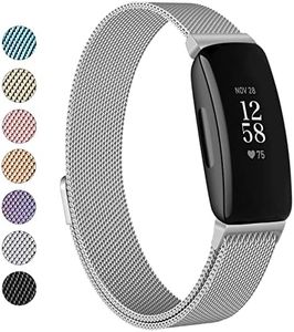 Vanjua for Fitbit Inspire 2 Bands Women Men, Stainless Steel Metal Mesh Loop Adjustable Magnetic Wristband Replacement Strap for Fitbit Inspire 2 Fitness Tracker (Small, Silver)