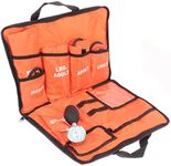 Dixie EMS Aneroid Sphygmomanometer Kit, Manual Blood Pressure Monitor Set with 5 Cuffs for Infant, Child, Adult, Large Adult, Thigh, & Carrying Case - Orange