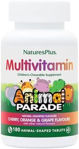 NaturesPlus Animal Parade Children’s Multivitamin Assorted Flavours - Plant Based, Vegan Chewable Multivitamin for Kids - Gluten Free - 90 Animal Shaped Chewable Tablets
