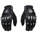 Steel Outdoor Reinforced Knuckle Motorcycle Motorbike Powersports Racing Textile Safety Gloves (Black, Medium)