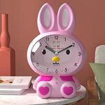 Sajani Rabbit Shaped Twin Bell Alarm Clock with Light || Alarm for Kids || Cartoon Bedside Clock for Girls & Boys ( Multicolour )