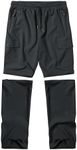 Boys Hiking Cargo Pants Kids Convertible Lightweight Quick Dry Girls Outdoor Waterproof Zip Off School Trousers Deep Grey XXS