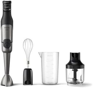 Philips 5000 Series Hand Blender - 1200W Power. ProMix Technology. LED Speed Indicator. Effortless Control. Compact Design. Easy Clean. Beaker, Whisk, Compact chopper (0,5l), Black (HR2683/00)