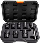 PANOVOS 10PCS Bolt Nut Screws Extractor Socket Set, Lug Nut Driver Set Remover Tools, 1/2" Drive Impact, Wheel Lock Removal Kit for Removing Damaged, Dead, Rusted, Rounded-Off Bolts, Nuts & Screws