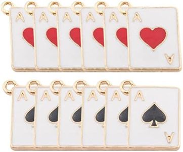 20pcs Metal Enamel Heart Poker Card Charms Jewelry Making Pendants Beads Theme Party Favor for Necklace Bracelet Jewelry Making Finding DIY Crafting