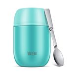 WayEee Food Flask, Food Flask for Hot Food Stainless Steel Food Jar with Folding Spoon-450ml (Blue)