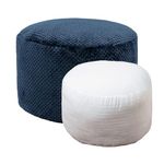 Pouf Ottoman Stuffed, Round Bean Bag Ottoman Seat,Soft Foot Stool, 20"x20"x12" Inches Fuzzy Chair, Floor Pouf Chair,Foot Rest with Storage for Living Room, Bedroom (Navy Blue Pouf with Filler)