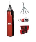 HB Hard Bodies Professional Synthetic Leather Boxing Punching Bag for Karate, MMA, Kick Boxing, Muay Thai ( 3 Feet / 36 INCH / 92 CMS ) ( UNFILLED) (3 Feet Pro Smash Punching Bag)