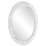 Barnyard Designs Oval Wood Farmhouse Wall Mirror Decorative, Wooden Rustic Large Wall Mirror, Bedroom Mirrors for Wall Decor, Living Room or Bathroom Vanity Mirror, White (Large - 24x36)