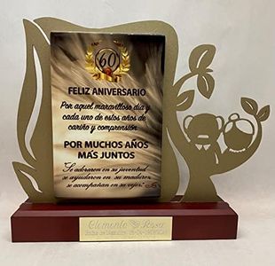 Regalo Bodas de Diamante Original Personalizado Figura con dedicatoria 60 Aniversario de Boda de Acero Satinado