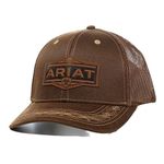 ARIAT Men's Structured Vintage Shield Logo Cap with Mesh Back and Snap Back Closure, Brown, One size