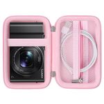 Supmay Hard Travel Case for Panasonic LUMIX LX10 / ZS200D / ZS200 / ZS80D / ZS80 / ZS100 / ZS70 / ZS60 4K Digital Camera, Protective Case Bag with Mesh Pocket for Battery Pack, Charging Cable, Pink