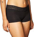 Maidenform Women's Dream Cotton with Lace boy Shorts Panties, Black, X-Large US