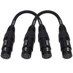CESS-271 Female 5-Pin XLR to Female 5-Pin XLR Gender Changer Coupler, 6 Inch, DMX Cable, 2-Pack