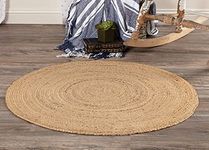 imsid® Home Handwoven Jute Round Rug(60 cm Round Door mat), Natural Fibres, Braided Reversible Carpet for Bedroom Living Room Dining Room (60 cm Round Door mat)