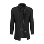 Allthemen Men's Winter Wool Coat Trench Mid Length Overcoat Jacket Slim Fit Casual Coat Black M