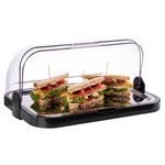 APS Buffet showcase - Double-sided hinged, transparent roll-top bonnet, one bowl, one stainless steel tray and two cooling batteries - Made in Germany