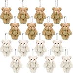 Haconba 16 Pack Mini Joint Teddy Bear Tiny Bear Stuffed Animal Small Plush Bear Toy for Keychain Baby Shower Wedding DIY Craft Party Favor