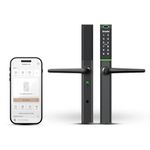 Simpled TF Slimline Smart Door Lock with Handle, Weatherproof | Fingerprint Keyless Entry, Digital Code & Bluetooth App Control | Matt Black for Wooden & Aluminium Doors