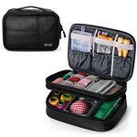 BUBM Double Layer Sewing Organizer with Detachable Dividers, Sewing Supplies Organizer for Sewing kits (BAG ONLY), PU Black