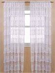 LORRAINE HOME FASHIONS, White Priscilla Window Curtain Pairs, 120 X 63 Inch, Set of 2, 120 in x 63