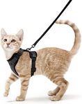 Hcpet Cat Harness and Leash for Walking, Escape Proof Soft Adjustable Vest Harnesses for Cats, Easy Control Breathable Reflective Strips Jacket, Black