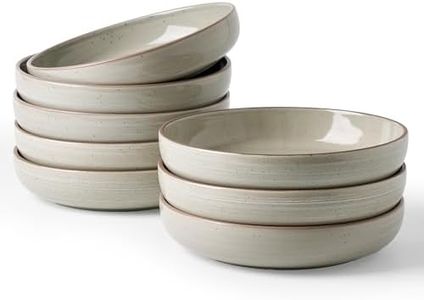 famiware Milkyway 33 oz Bowl Set, Pasta Bowls Set of 8, Salad Bowls, Double Reactive Glaze, Sturdy & Stackable, Ideal for Housewarming, Festivals, Matcha Green with Speckles