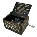 Music Box Play You're My Sunshine,Antique Engraved Wood Gifts for Loved Ones, Hand Crank Wooden Musical Box for Mother's Day,Christmas,New Year (Black, from Son to Mom)