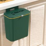 House of Quirk Plastic Hanging Kitchen Trash Can With Lid, Double-Sided Open Lid Design, Kitchen Trash Can, Kitchen Cabinet Door Hanging Wall Storage Bucket (9 Litre Green)